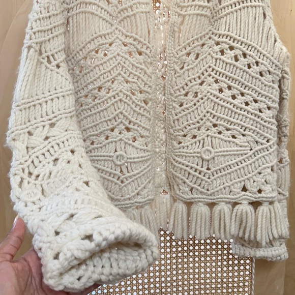 Anthropologie Cream Crochet Cardigan Sweater - Picture 6 of 15